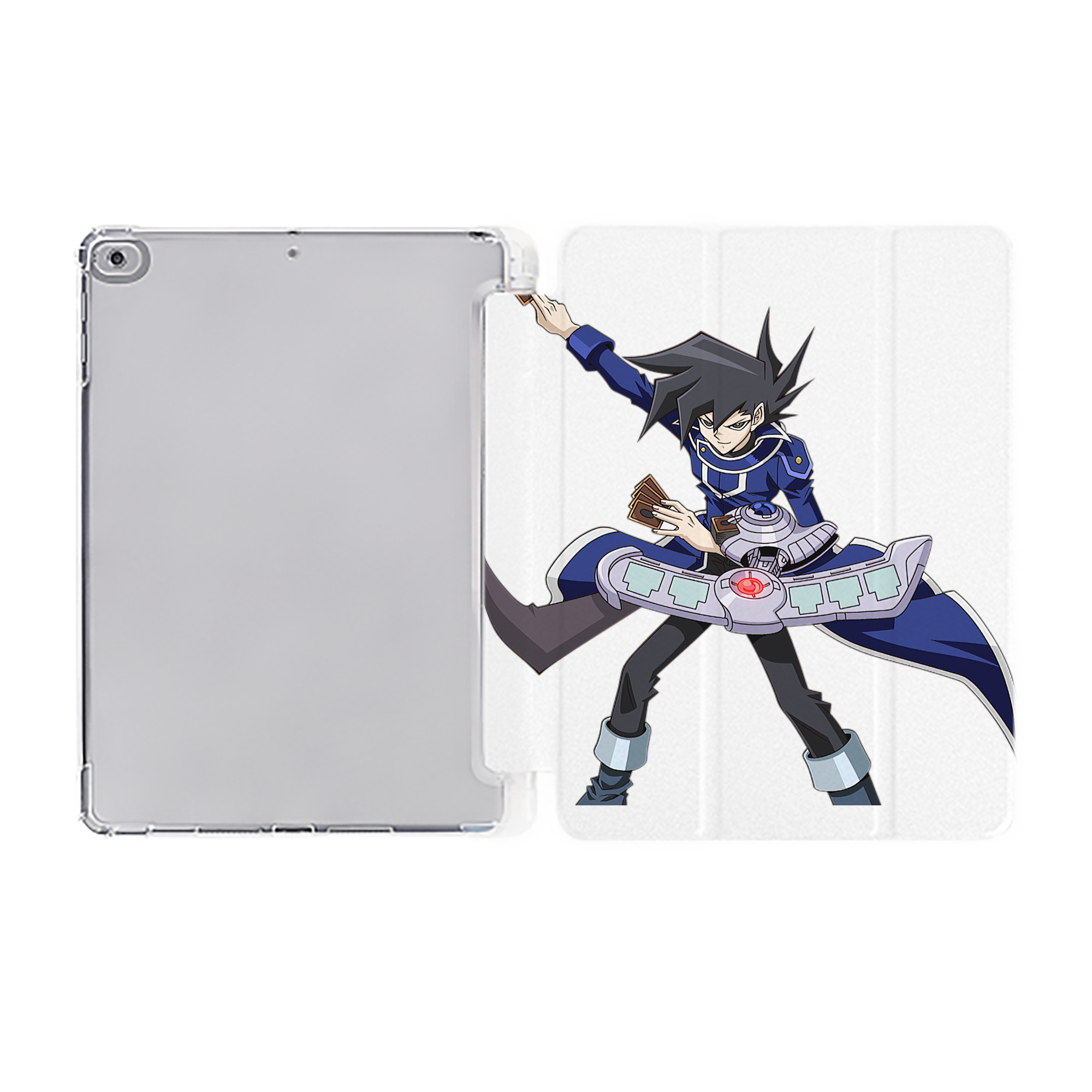 （画像用） 遊☆戯☆王 Yu-Gi-Oh! IPad ケース ペン収納付き 三つ折りスタンド PUレザー×シリコン 対応機種9.5/10.5/10.9インチ